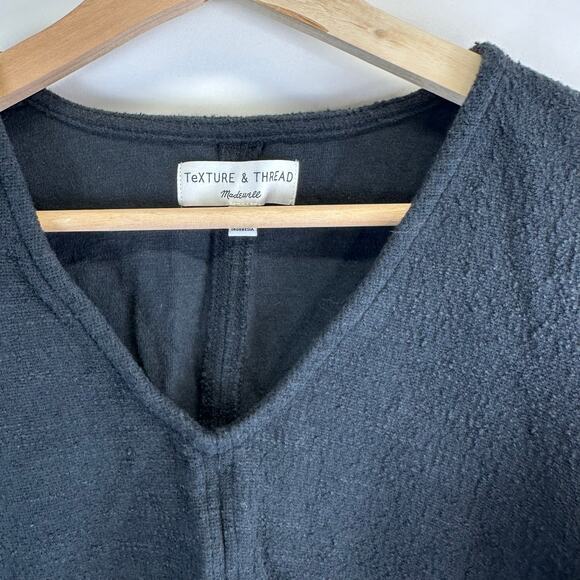 Madewell Texture & Thread Black 3/4 Balloon Sleeve V Neck Top Womens Size XS - Picture 6 of 14